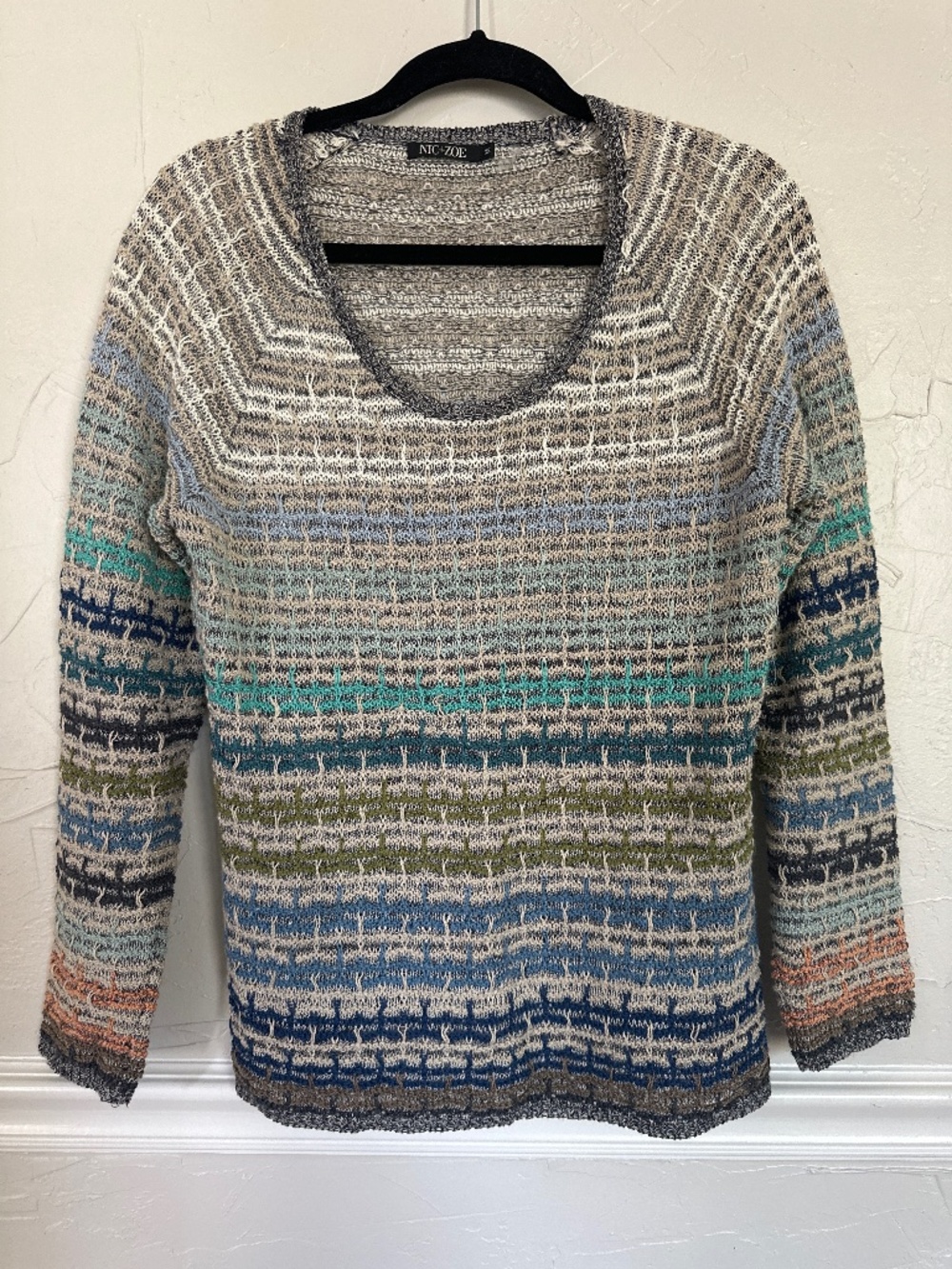 Nic+Zoe Linen Blend Knit Sweater Top M
